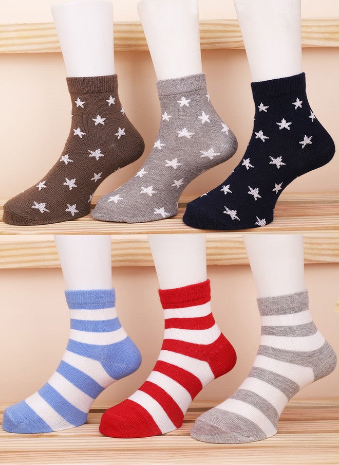 FOOTPRINTS FOOTPRINT 6 Pairs Patterned Ankle-Length Organic Cotton Socks - Image 1